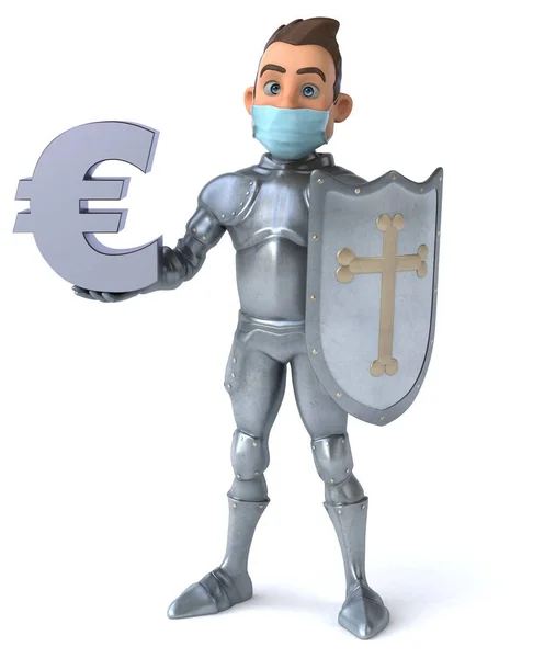 Ilustrasi Dari Karakter Kartun Dengan Topeng Memegang Euro — Stok Foto