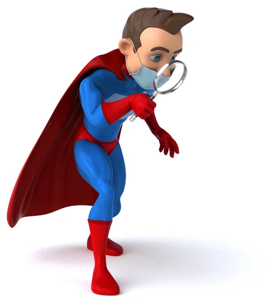 Ilustração Personagem Desenho Animado Super Herói Com Uma Máscara — Fotografia de Stock
