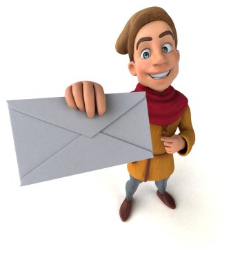 Zarflı bir ortaçağ tarihsel karakterinin 3D görüntüsü 