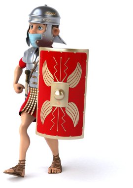 Maskeli bir çizgi film karakteri askerinin 3 boyutlu çizimi