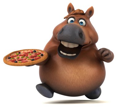 Pizza ile eğlenceli at - 3D Görüntü