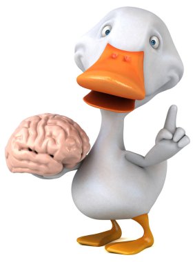 Beyni olan eğlenceli ördek - 3D Görüntü
