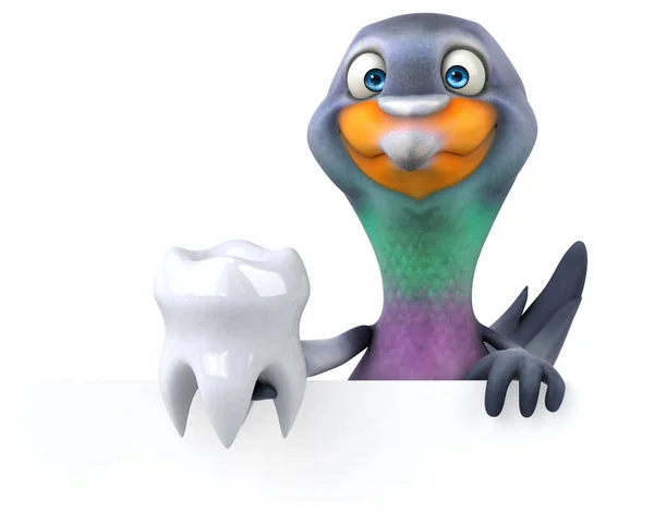 歯を持つ楽しい鳩 3Dイラスト — ストック写真