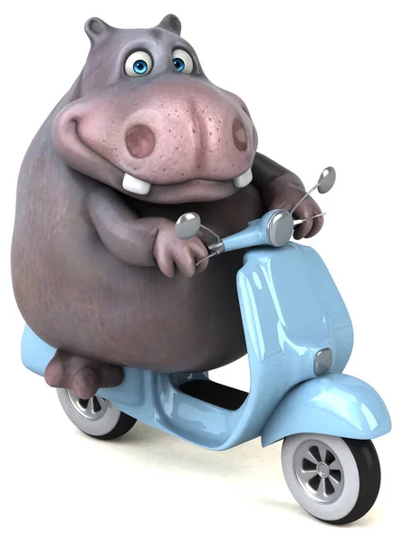 Hipopótamo Divertido Scooter Ilustração — Fotografia de Stock