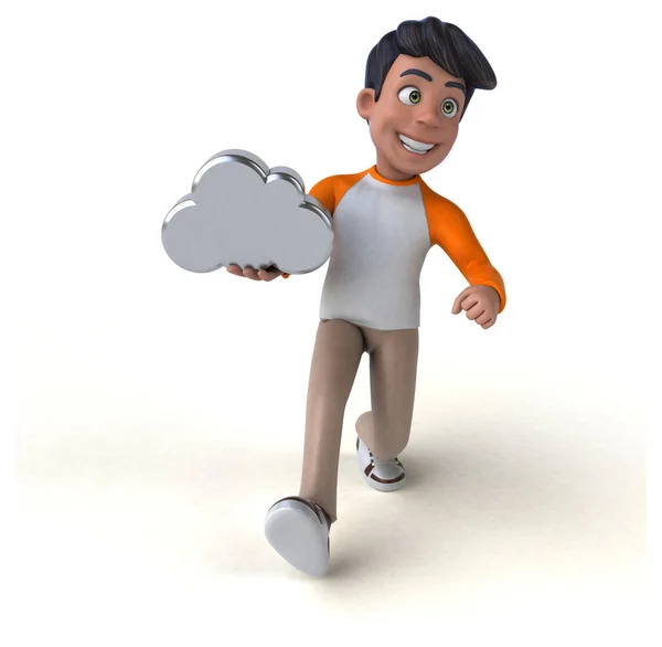 Fun Cartoon Asian Teenager Cloud — Stock Photo, Image