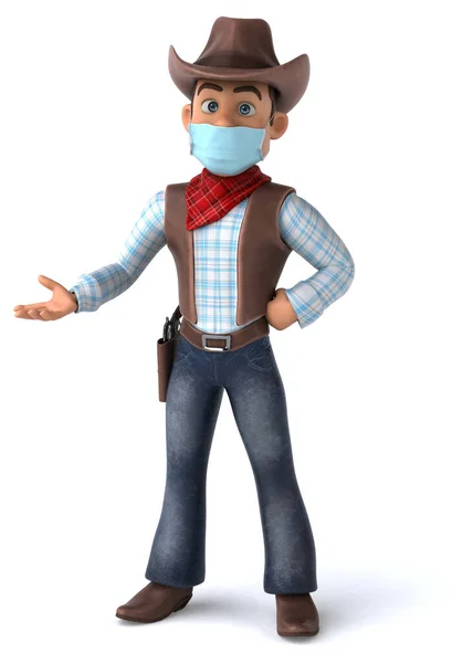 Illustrazione Personaggio Dei Cartoni Animati Cowboy Con Una Maschera — Foto Stock