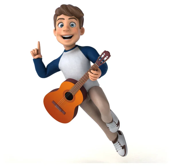 带吉他的3D卡通人物 — 图库照片