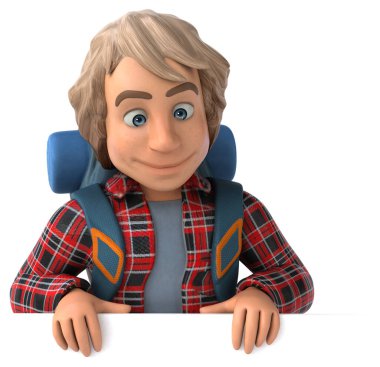 Erkek yalnız seyahat eden sırt çantalı - 3D Görüntü