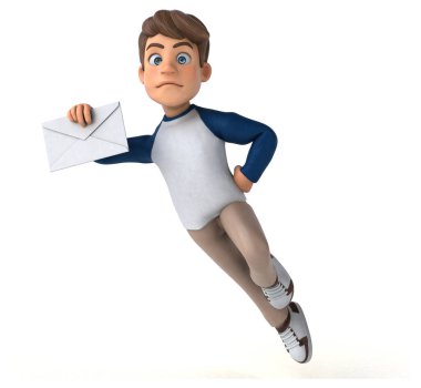 Üç boyutlu çizgi film karakteri eğlenceli genç