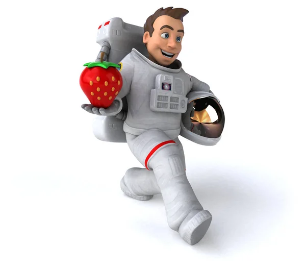 Spaß Astronaut Mit Erdbeere Illustration — Stockfoto