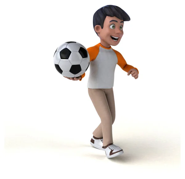 ボールと楽しい3D漫画アジアのティーンエイジャー 3Dイラスト — ストック写真