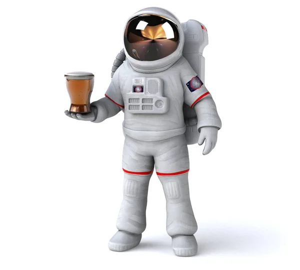 Astronaute Amusant Avec Bière Illustration — Photo