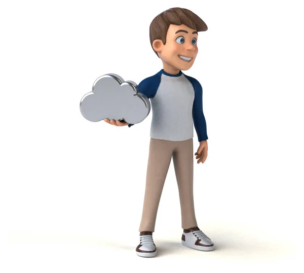 Diversión Personaje Dibujos Animados Adolescente Con Nube — Foto de Stock