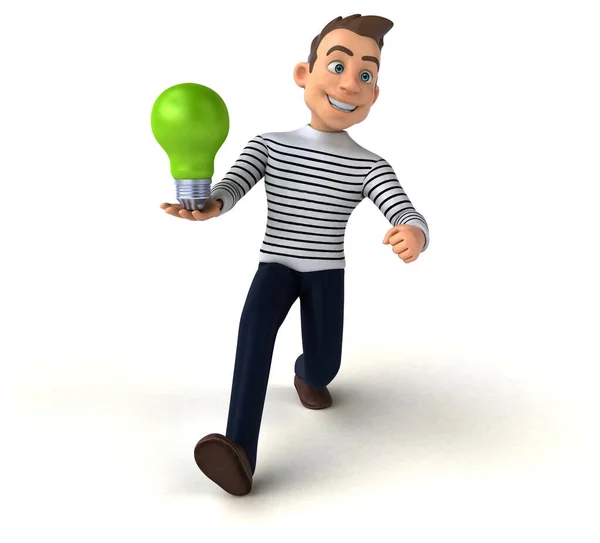 Fun Cartoon Casual Charakter Mit Lampe — Stockfoto