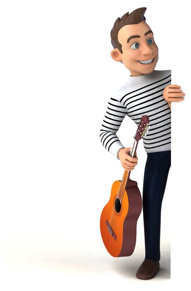 Fun Cartoon Casual Character Guitar Illustration — Stock Photo, Image