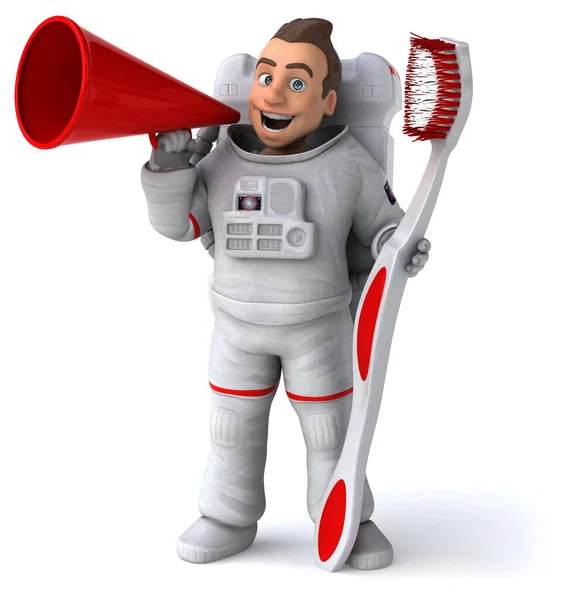 Spaß Astronaut Mit Zahnbürste Illustration — Stockfoto