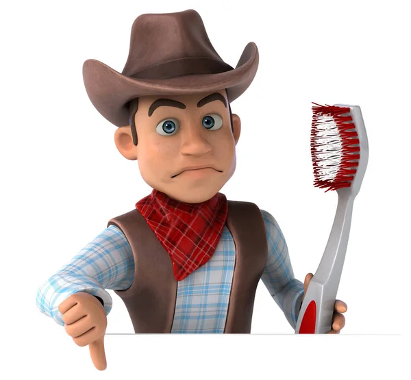 Fun Cowboy Toothbrush Illustration — Stock Photo, Image