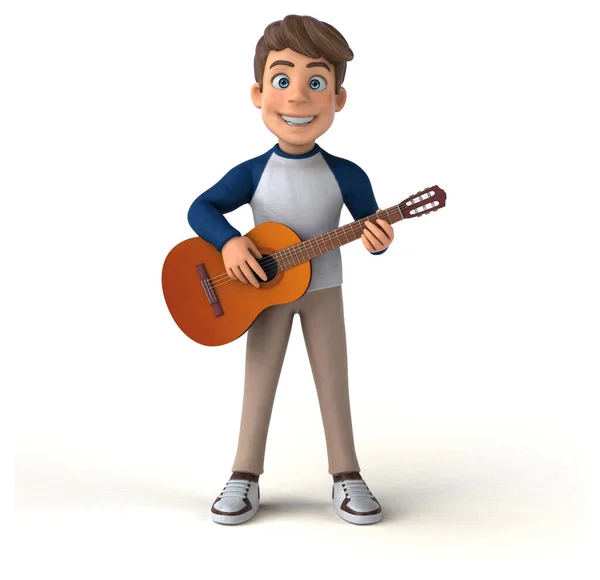 Cartoon Character Fun Teenager Guitar — Stock Photo, Image