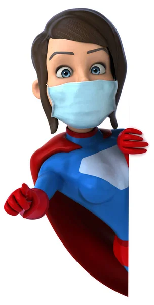 带有面具的卡通人物超级英雄的3D插图 — 图库照片
