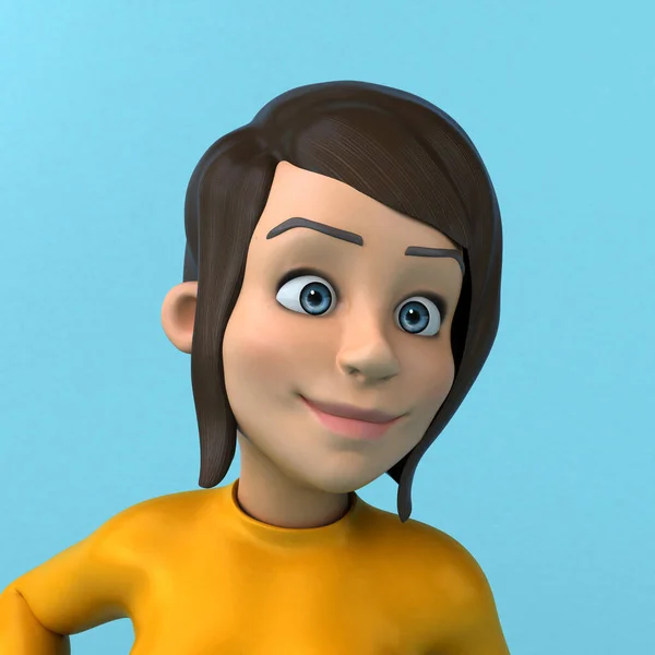 Diversão Personagem Dos Desenhos Animados Menina Amarela — Fotografia de Stock