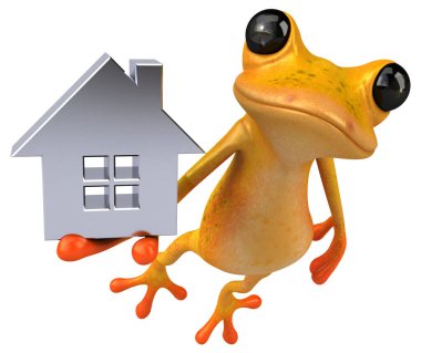 Evli eğlenceli sarı kurbağa - 3D İllüstrasyon