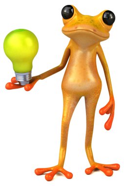 Lambalı eğlenceli sarı kurbağa - 3D İllüstrasyon