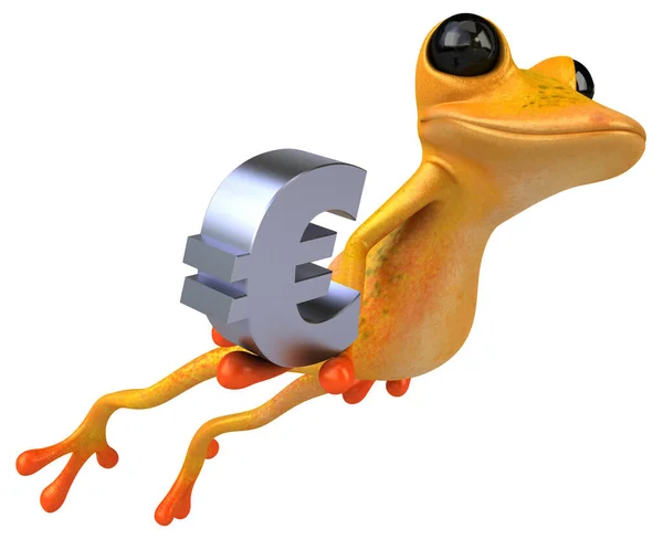 Fun Yellow Frog Euro Illustration — Stock Photo, Image