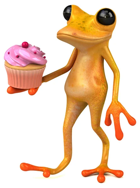 Amarela Divertida Com Cupcake — Fotografia de Stock