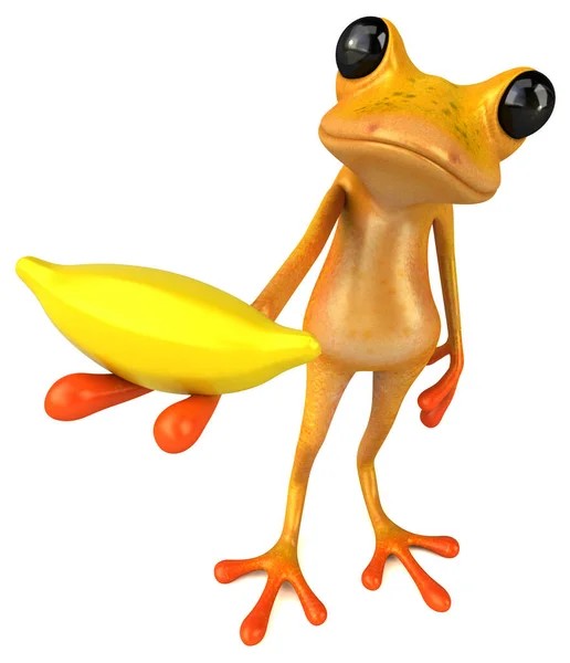 Žlutá Žába Banánem Ilustrace — Stock fotografie