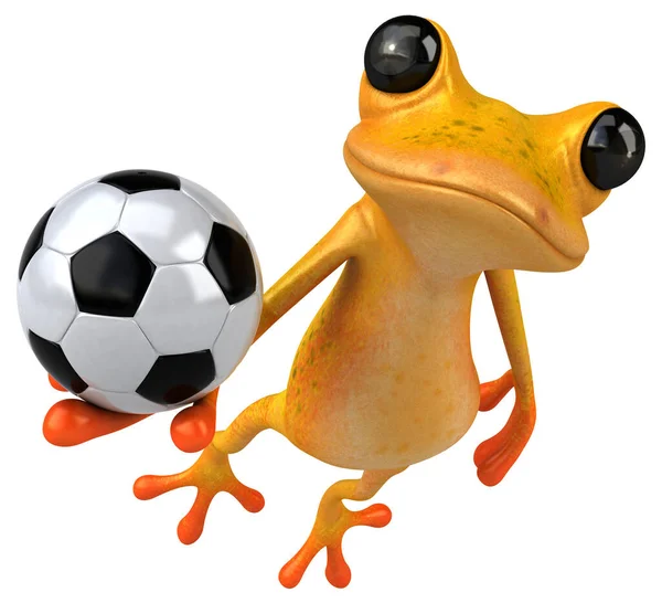 Fun Gelber Frosch Mit Ball Illustration — Stockfoto