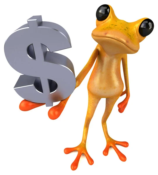Fun Yellow Frog Dollar Illustration — Stock Photo, Image