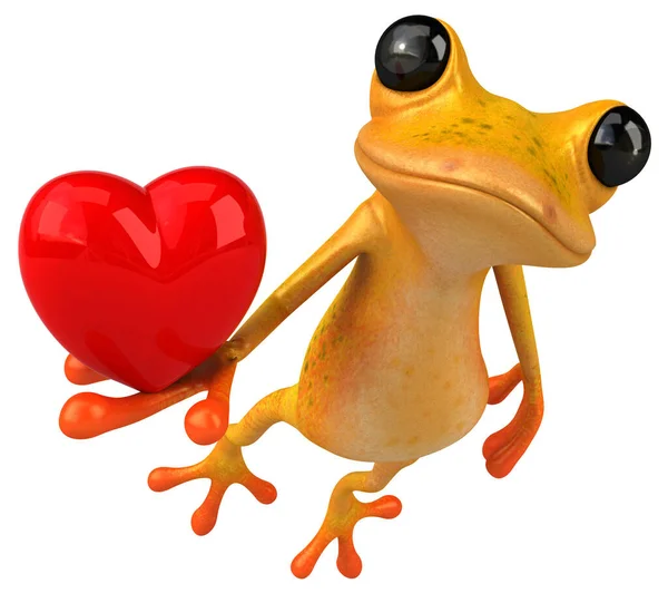 Fun Yellow Frog Heart Illustration — Stock Photo, Image