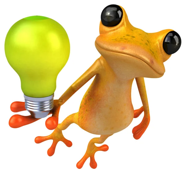 Żaba Zabawy Żółty Lampą Ilustracja — Zdjęcie stockowe