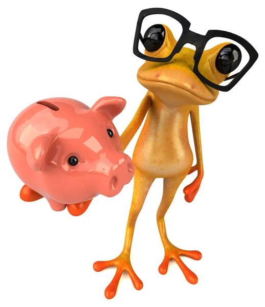 Fun Yellow Frog Piggy Bank Illustration — Stock Photo, Image