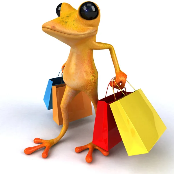 寻欢作乐青蛙购物 3D图解 — 图库照片