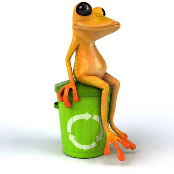 Çöp Kutusunda Eğlenceli Kurbağa Görüntü — Stok fotoğraf
