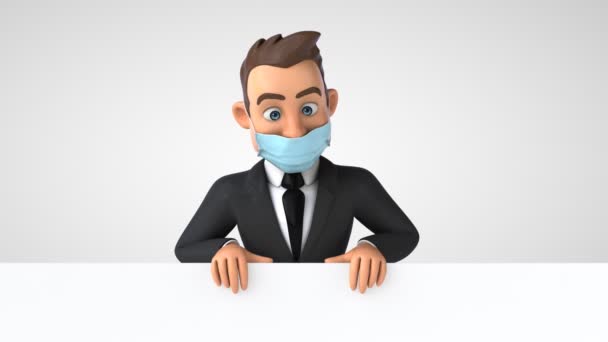 Cartoon Character Businessman Wearing Mask Animation — Stock Video