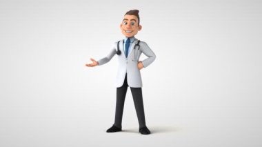 Maskeli bir çizgi film karakteri doktorunun 3 boyutlu animasyonu