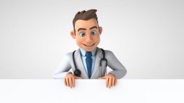 Maskeli bir çizgi film karakteri doktorunun 3 boyutlu animasyonu