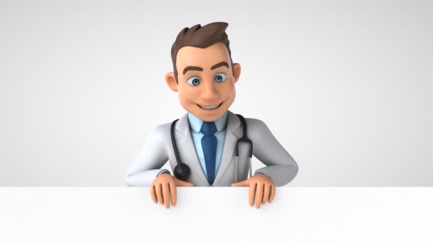 Animação Médico Personagem Desenho Animado Com Uma Máscara — Vídeo de Stock