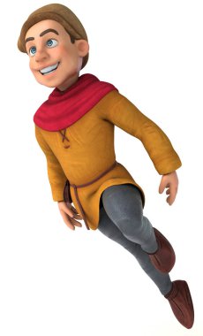 Bir ortaçağ tarihi çizgi film karakterinin 3D görüntüsü