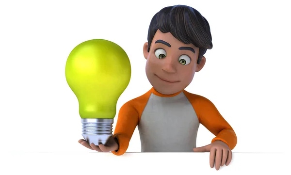 Fun Cartoon Asian Teenager Lamp — Stock Photo, Image