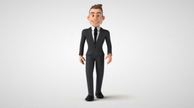 Çizgi film karakteri iş adamı yürüyor - 3 boyutlu animasyon 