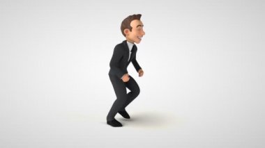 Çizgi film karakteri işadamı koşuyor - 3 boyutlu animasyon 