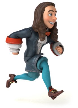 Tarihsel barok kostümlü çizgi film adamı.