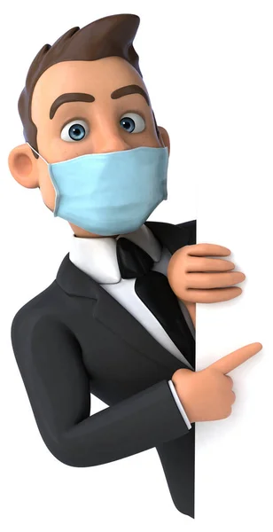 Ilustração Homem Negócios Personagem Desenho Animado Com Uma Máscara — Fotografia de Stock