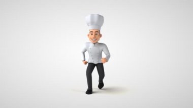 Eğlenceli şef karakteri çalışıyor - 3 boyutlu animasyon 