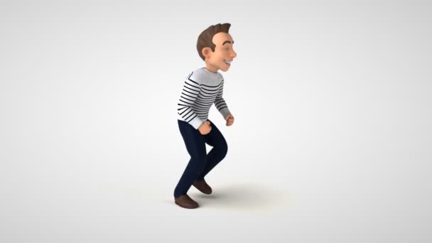 Fun Breton Cartoon Casual Character Running — Stock Video