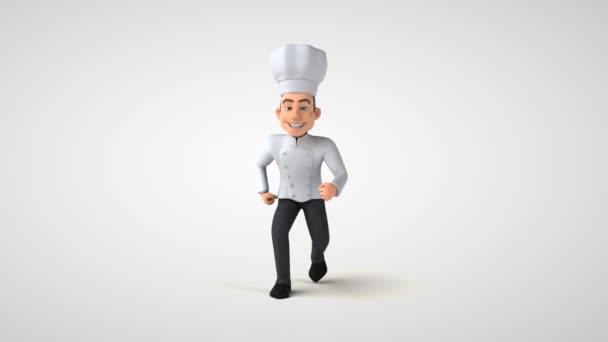 Fun Chef Character Running Animation — Stock Video