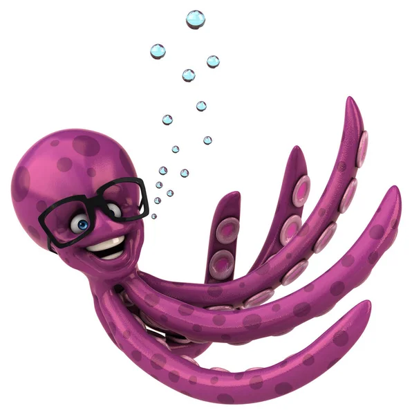Zábavná Kreslená Postava Chobotnice — Stock fotografie